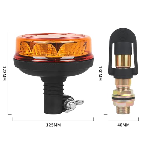 WUSHIXAN 1Pcs Led Beacon Light Yellow Strobe Lights with I Shape Metal Bracket for Trucks 12V 24V Orange Beacon Light Rotating Beacon with 6 Modes - Image 3