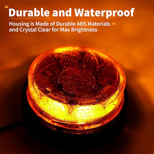 WUSHIXAN 1Pcs Led Beacon Light Yellow Strobe Lights with I Shape Metal Bracket for Trucks 12V 24V Orange Beacon Light Rotating Beacon with 6 Modes - Image 5