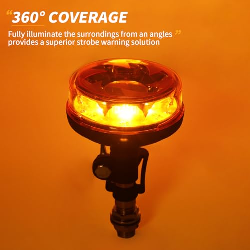 WUSHIXAN 1Pcs Led Beacon Light Yellow Strobe Lights with I Shape Metal Bracket for Trucks 12V 24V Orange Beacon Light Rotating Beacon with 6 Modes - Image 2