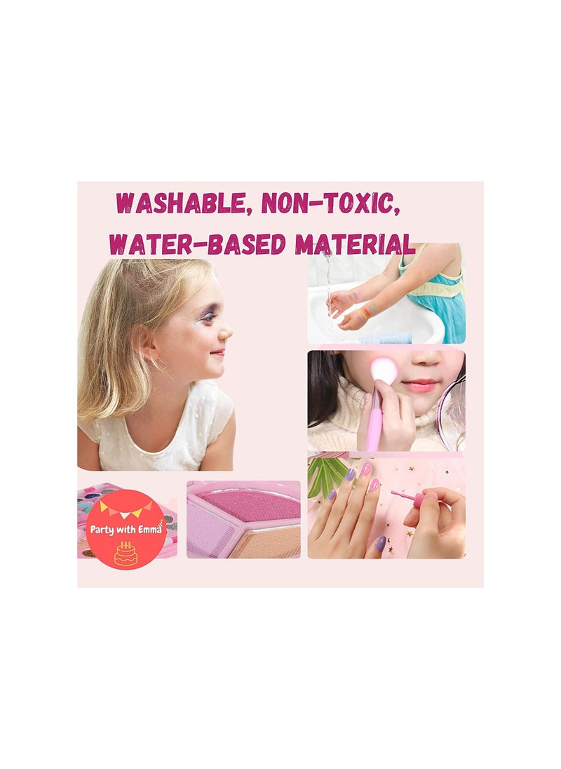 Party with Emma - Kids Makeup Kit for Girl Real Washable Makeup Kit for Little Girls Unicorn Mermaid Girls Makeup Set with Cute Princess Cosmetic Purse Girls Pretend Play Toy Toys for Little Girls (Unicorn Purse) - Image 1