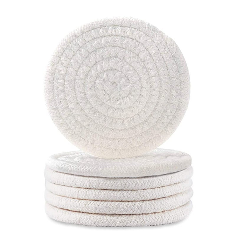 SOLARAE Coasters for Drinks Absorbent, Vintage Woven Coasters for Table Protection, Water Absorbent Coaster Set, Farmhouse Handmade Braided Fabric Coasters Heat-Resistant - Image 1