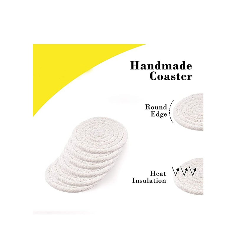 SOLARAE Coasters for Drinks Absorbent, Vintage Woven Coasters for Table Protection, Water Absorbent Coaster Set, Farmhouse Handmade Braided Fabric Coasters Heat-Resistant - Image 4