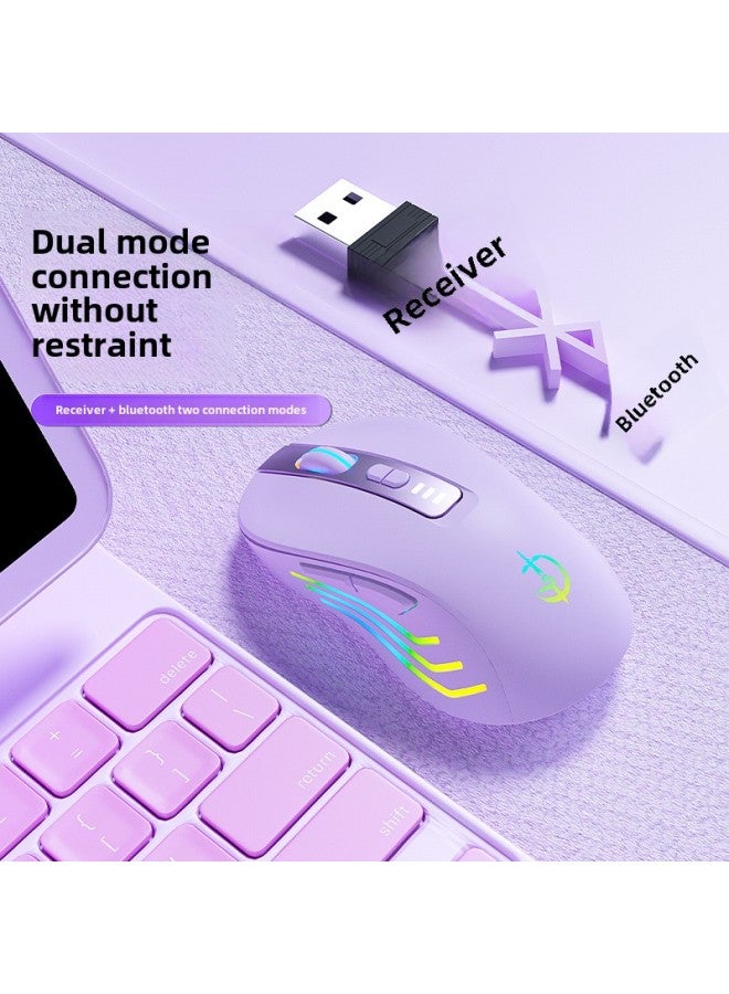 Wireless Mouse Bluetooth Mute Rechargeable Game E-sports Office Male And Female Desktop Laptop Universal-Specification:Gentleman Black-basic Model -official Standard - Image 3
