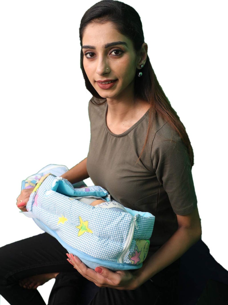 HOOPA Cotton 2-In-1 Quilt Covered Pillow (Blue Bunny) | Feeding Pillow | Nursing Pad | Breastfeeding Cushion - Image 4