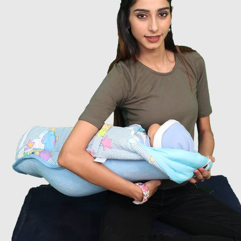 HOOPA Cotton 2-In-1 Quilt Covered Pillow (Blue Bunny) | Feeding Pillow | Nursing Pad | Breastfeeding Cushion - Image 2