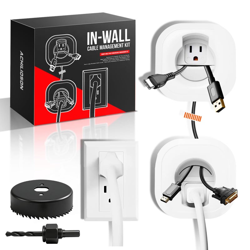 Achilioson in-Wall Cable Management Kit Includes Power & Low Voltage Cable Management,Tv Cord Hider for Wall Mounted Tv - Image 1
