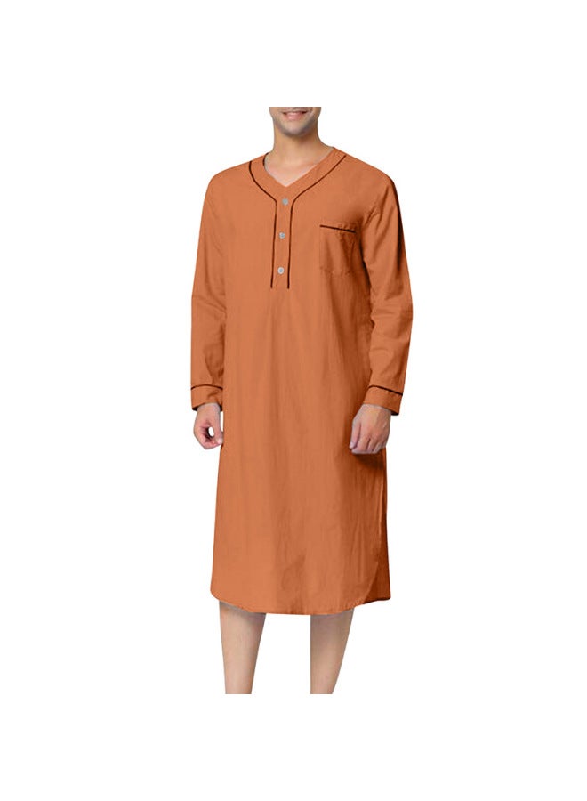 عباية - بيجاما نوم رجالية طويلة - رمادي، مقاس XXL - ملابس نوم، ملابس استرخاء مريحة، رداء قطني ناعم، ملابس منزلية، ثوب نوم - Image 3