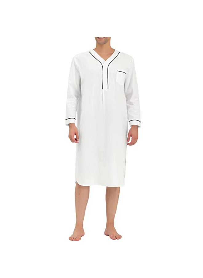 عباية - بيجاما نوم رجالية طويلة - رمادي، مقاس XXL - ملابس نوم، ملابس استرخاء مريحة، رداء قطني ناعم، ملابس منزلية، ثوب نوم - Image 4