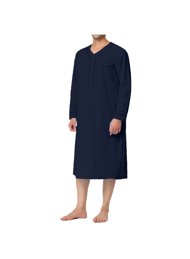 عباية - بيجاما نوم رجالية طويلة - رمادي، مقاس XXL - ملابس نوم، ملابس استرخاء مريحة، رداء قطني ناعم، ملابس منزلية، ثوب نوم - Image 5