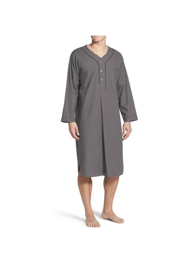 عباية - بيجاما نوم رجالية طويلة - رمادي، مقاس XXL - ملابس نوم، ملابس استرخاء مريحة، رداء قطني ناعم، ملابس منزلية، ثوب نوم - Image 1