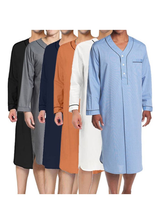 عباية - بيجاما نوم رجالية طويلة - رمادي، مقاس XXL - ملابس نوم، ملابس استرخاء مريحة، رداء قطني ناعم، ملابس منزلية، ثوب نوم - Image 2
