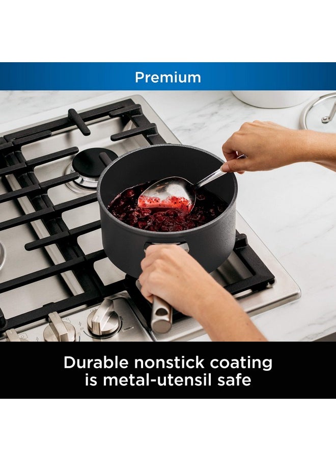 Ninja Ninja C30235 Foodi NeverStick Premium 3.5-Quart Saucepan with Glass Lid, Hard-Anodized, Nonstick, Durable & Oven Safe to 500°F, Slate Grey  - Image 2