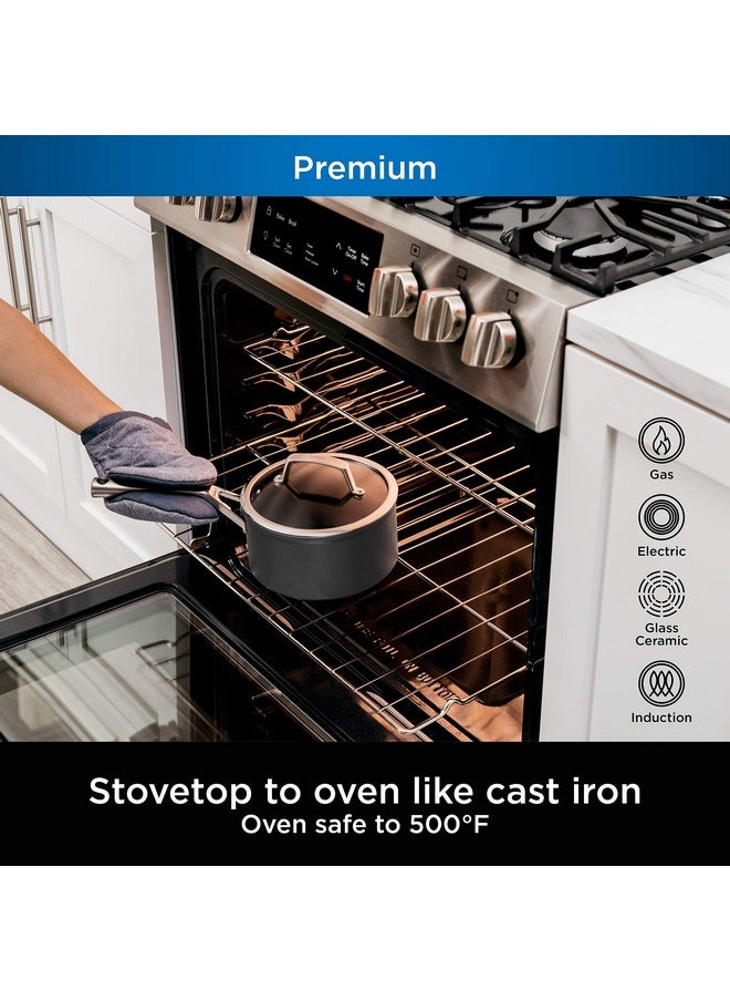 Ninja Ninja C30235 Foodi NeverStick Premium 3.5-Quart Saucepan with Glass Lid, Hard-Anodized, Nonstick, Durable & Oven Safe to 500°F, Slate Grey  - Image 3