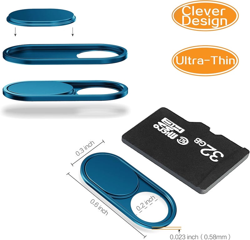 imluckies Metal Webcam Cover Slide, 0.023in Camera Cover for Laptop Computer, MacBook Pro/Air iMac iPad Tablet iPhone 8/7/6 Plus, Echo Show/Spot Web Camera Blocker Protect Your Privacy [2 Pack Blue] - Image 4