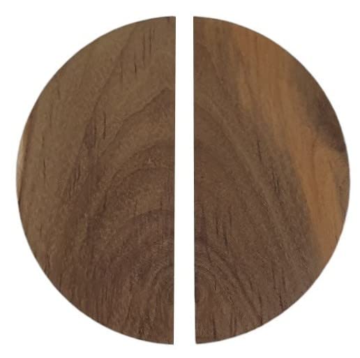 CURIOFACT CURIOFACT Teakwood Door Handles RAW Unfinished Round Handles Wardrobe Handles Pair of 2 Half Round Handles 8 inch Dia RAW Unfinished  - Image 1