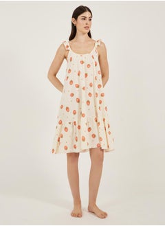 Styli Strawberry Print Ruffled Trim Cotton Slip Dress  - Image 1