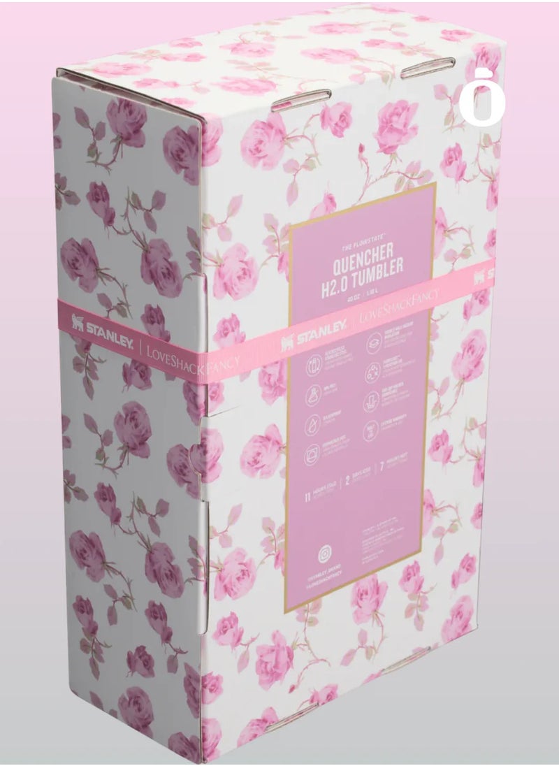 Stanley - The Stanley x LoveShackFancy Quencher 40OZ Ribbon Rosa,Presented in Elegant Gift-Ready Packaging - Image 1