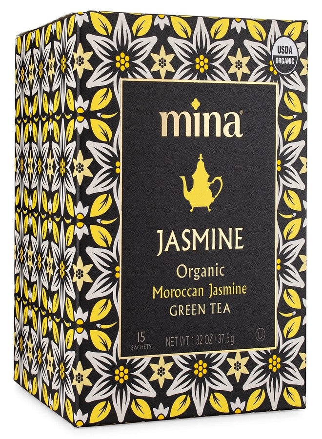 Mina Jasmine, Organic Moroccan Jasmine Green Tea, 15 Biodegradable Sachets - Image 1