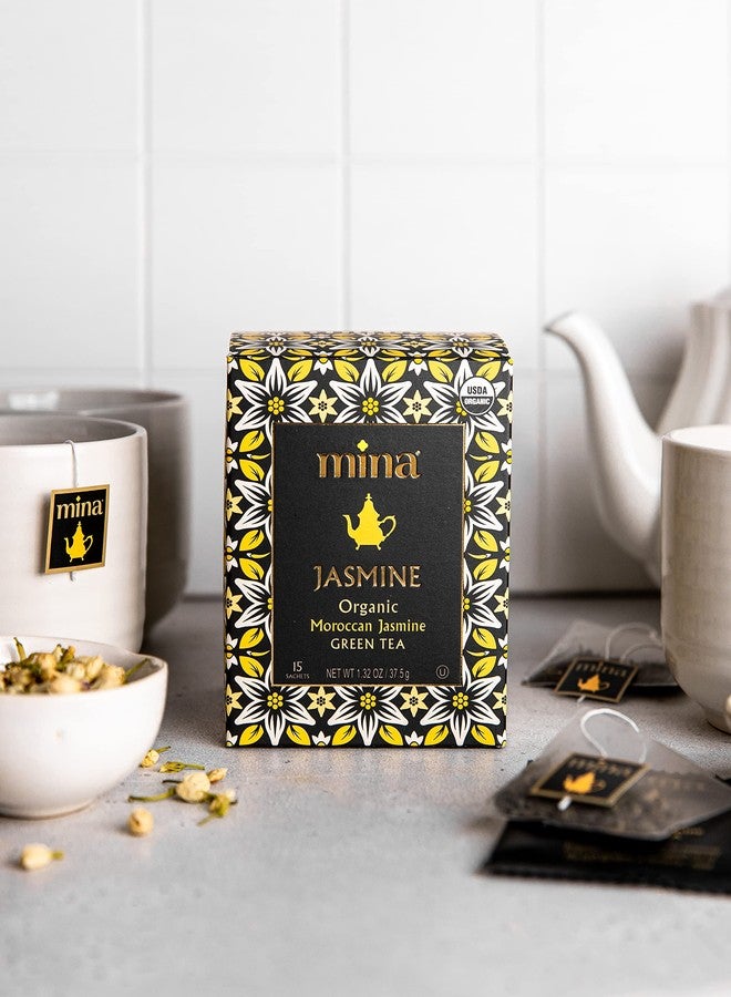 Mina Jasmine, Organic Moroccan Jasmine Green Tea, 15 Biodegradable Sachets - Image 5