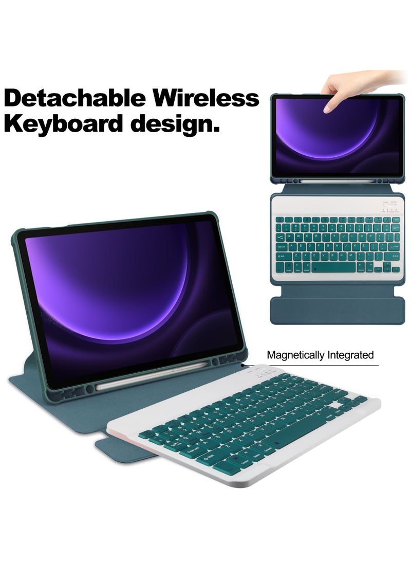 URBBKING Detachable Arabic Wireless Bluetooth Keyboard Rotating Case Compatible with Xiaomi Pad 7 11.2 Inch,360 Degree Rotating Stand Cover, Multi-Angle Viewing Folio Cover with Pencil Holder Green  - Image 4
