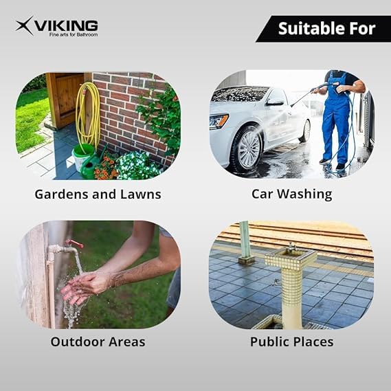 Viking Brass Garden Faucet Bib Tap Forged with (3/4”) Slim Hose Nozzle, Shot Blasted Nickel - Durable and Easy to Use - Image 3