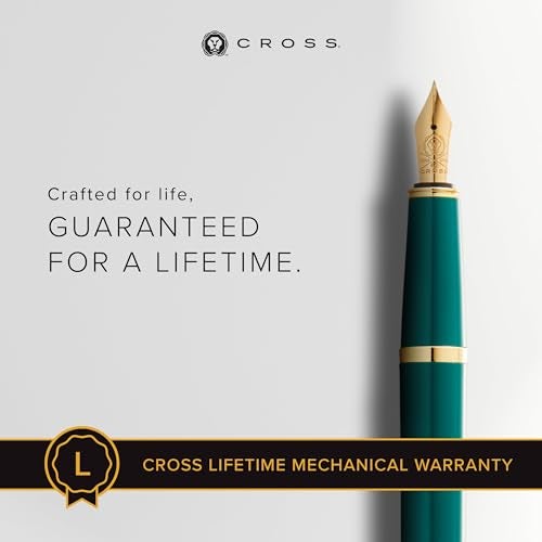 Cross Bailey Light Refillable Fountain Presented in a Everyday Gift Box - Medium Point, Black Ink, Polished Green - Image 3