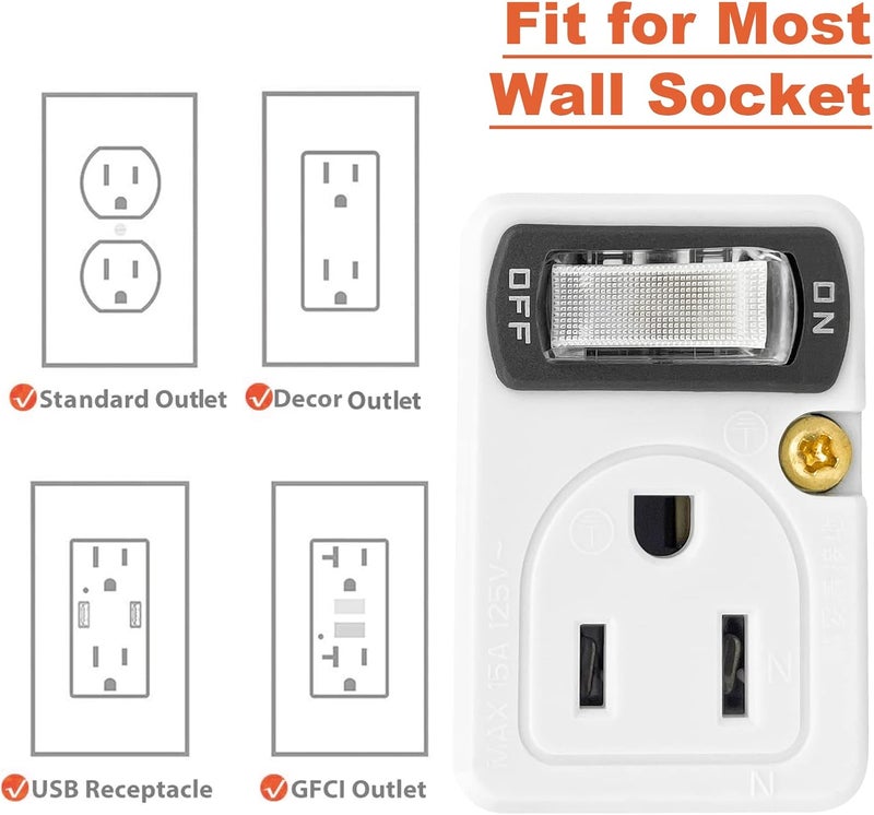 SYCON Adapter Outlet Extender with Night Light, Wall Outlet with Switch on off, Outlet Splitter with 2 Outlets - Image 5