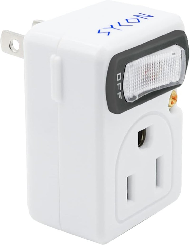 SYCON Adapter Outlet Extender with Night Light, Wall Outlet with Switch on off, Outlet Splitter with 2 Outlets - Image 1