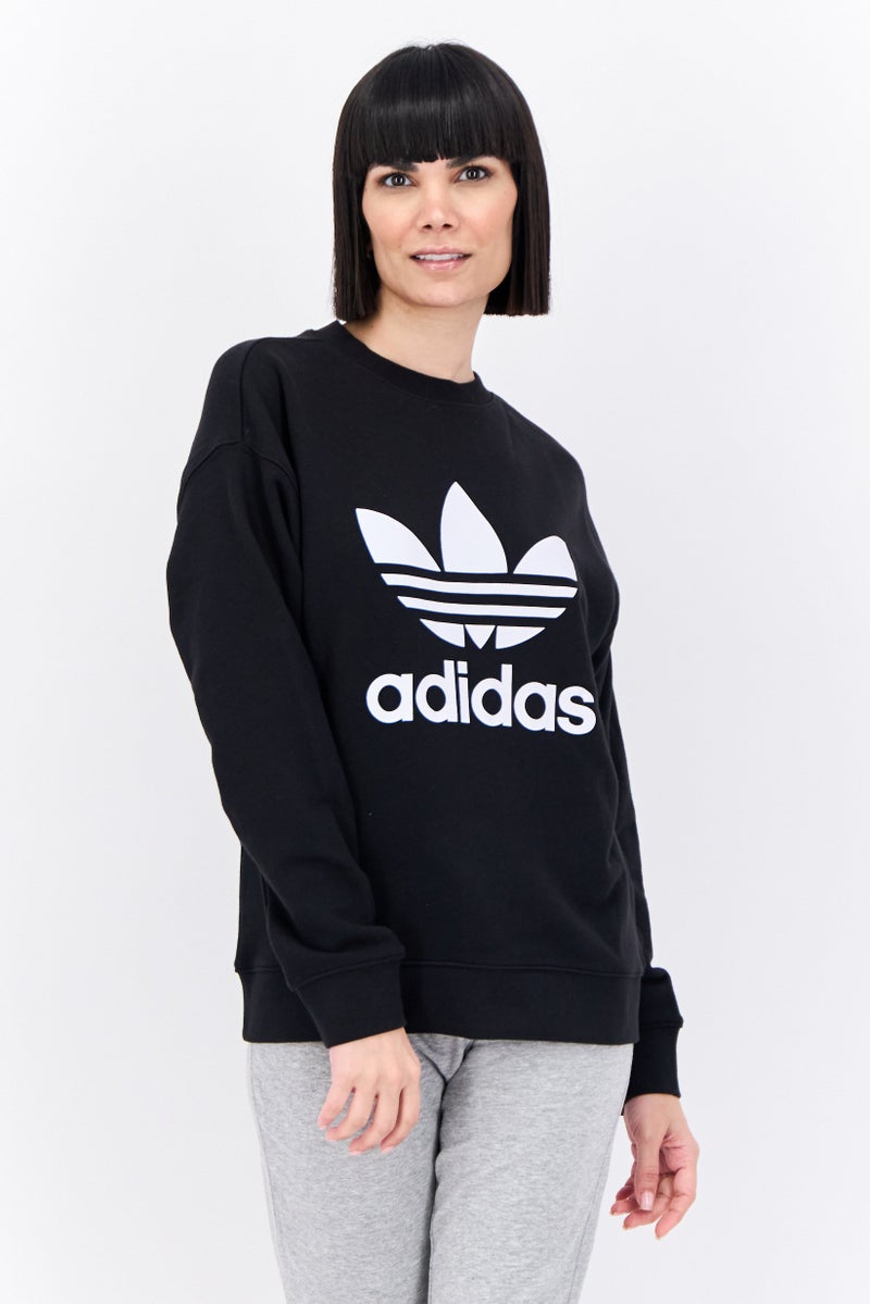 adidas Originals Women Sportswear Fit Long Sleeves Outdoor Trefoil Sweatshirt, Black  - Image 1