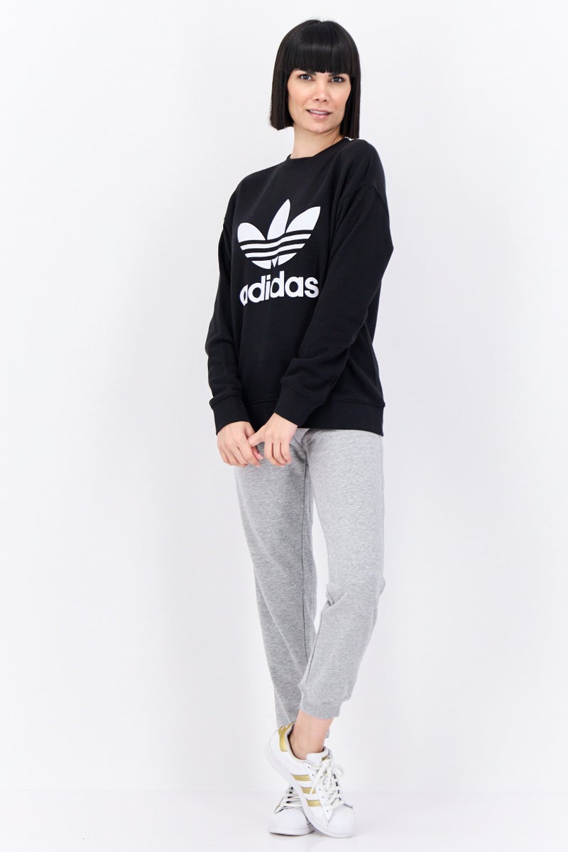 adidas Originals Women Sportswear Fit Long Sleeves Outdoor Trefoil Sweatshirt, Black  - Image 4