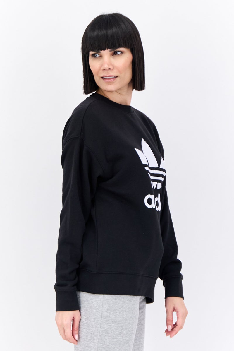 adidas Originals Women Sportswear Fit Long Sleeves Outdoor Trefoil Sweatshirt, Black  - Image 2