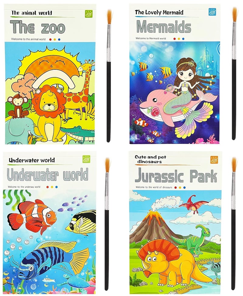 Art Bundle Watercolour Painting Book for Kids 12 Different Pages,Water Colour with Painting Brush, Drawing Book for 2-10 Years Birthday Gift for School,Color Magic Book for Kids Activity Books- 4 x 4 inch (Pack of 30) - Image 4