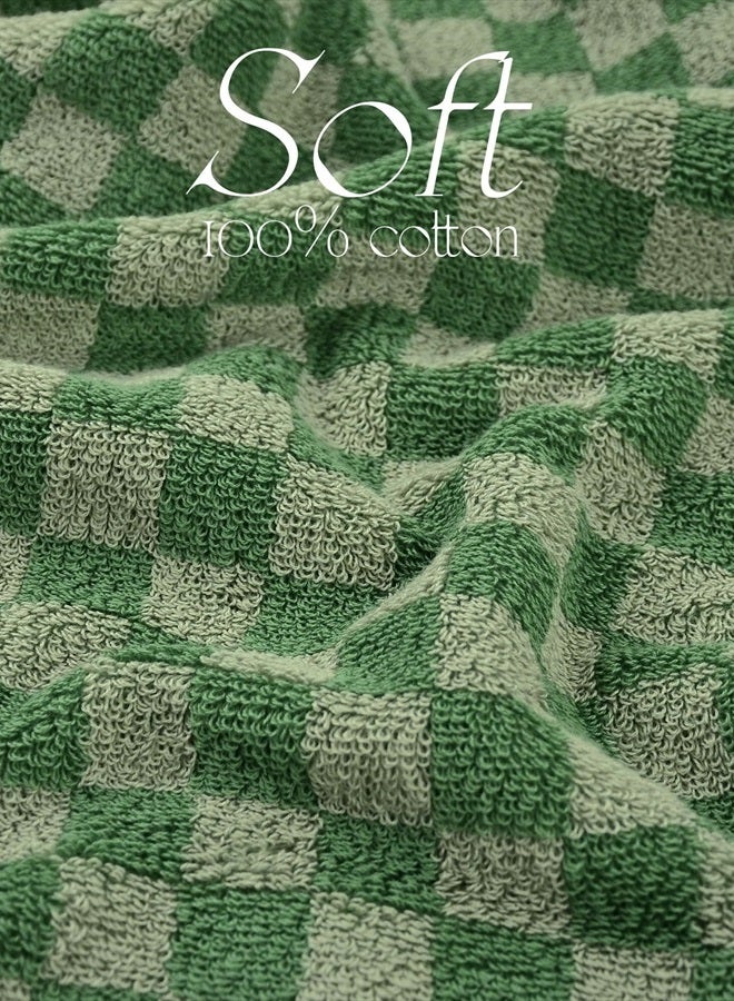Jacquotha Hand Towel Green Checkered Pattern, Soft and Quick Drying Cute Towels for Hand Face Body, Lightweight and Versatile - Image 5