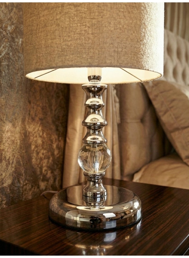 Handmade Modern Table Lamp - Silver Metal Base - 30cm Height - Image 4