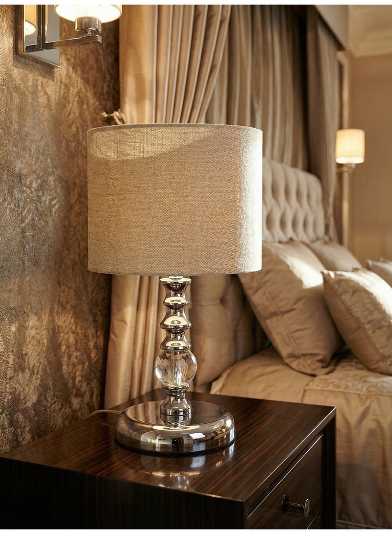 Handmade Modern Table Lamp - Silver Metal Base - 30cm Height - Image 1
