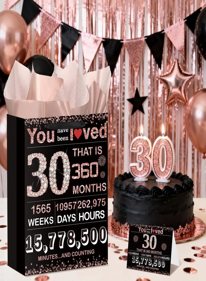 إنوفوسكيب حقيبة هدايا عيد الميلاد الثلاثين للنساء، بتصميم كلاسيكي يعود لعام ١٩٩٦، مع بطاقة وورق تغليف، باللونين الأسود والذهبي الوردي. حقيبة ورقية لعيد الميلاد الثلاثين، مثالية لتزيين حفلات أعياد الميلاد والذكرى السنوية. - Image 2