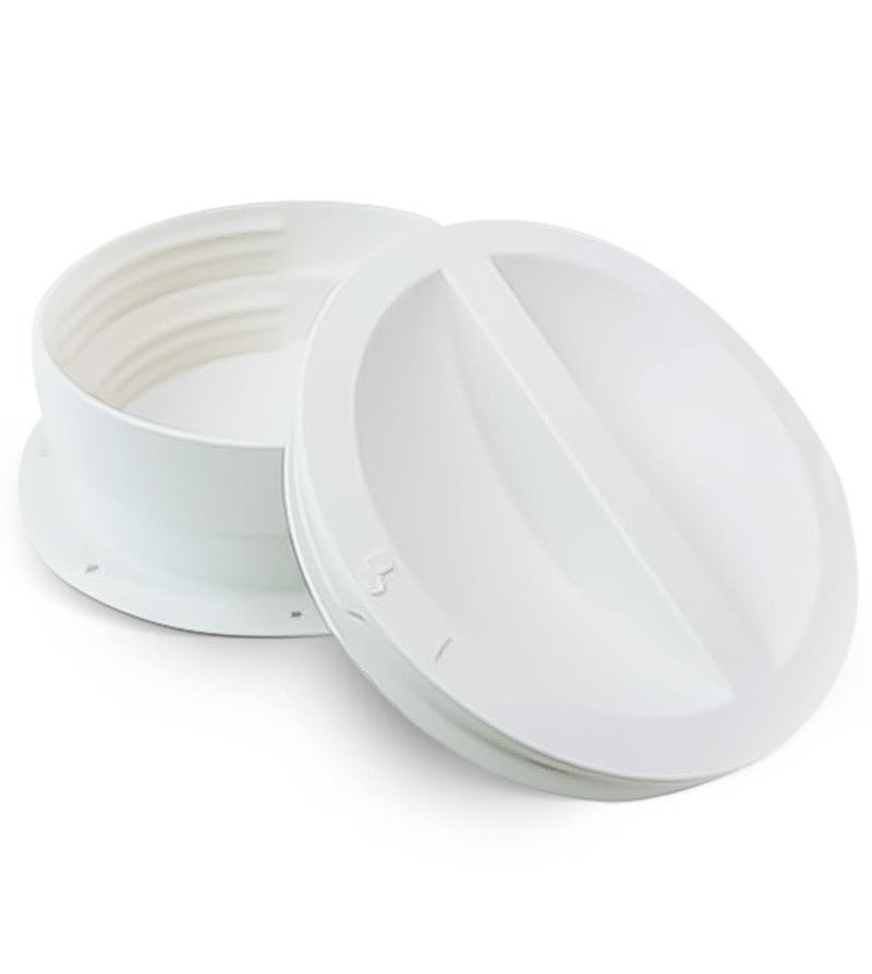 Mobile AC+ Mobile AC Dual Size Wall Mount Connector for Portable Air Conditioner Exhaust Hose Vent 6 and 65 Inches Hose Compatible White Off Season Cover Plug Included OmniDirectional