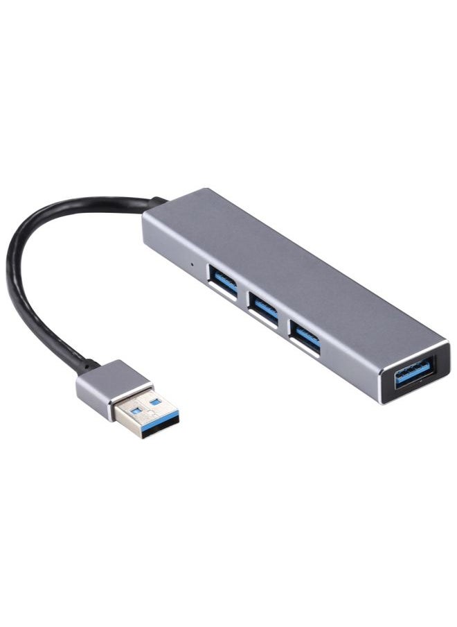 BURAQ - 3019 4 x USB 3.0 to USB 3.0 Aluminum Alloy HUB Adapter with LED Indicator (Silver Grey) - Image 1