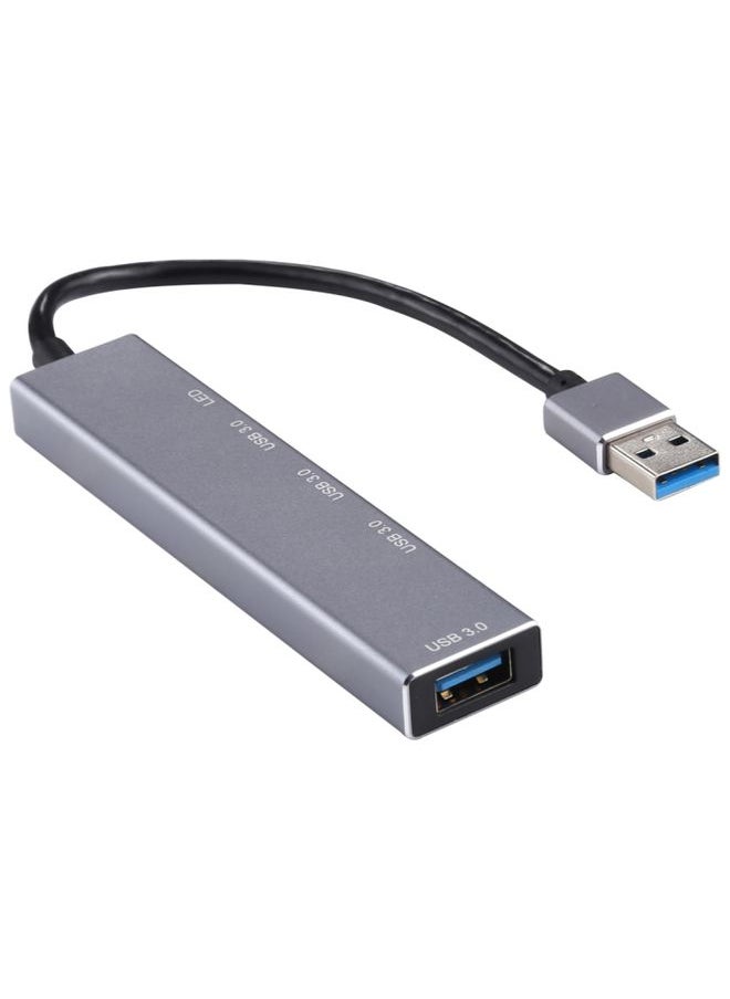 BURAQ - 3019 4 x USB 3.0 to USB 3.0 Aluminum Alloy HUB Adapter with LED Indicator (Silver Grey) - Image 1