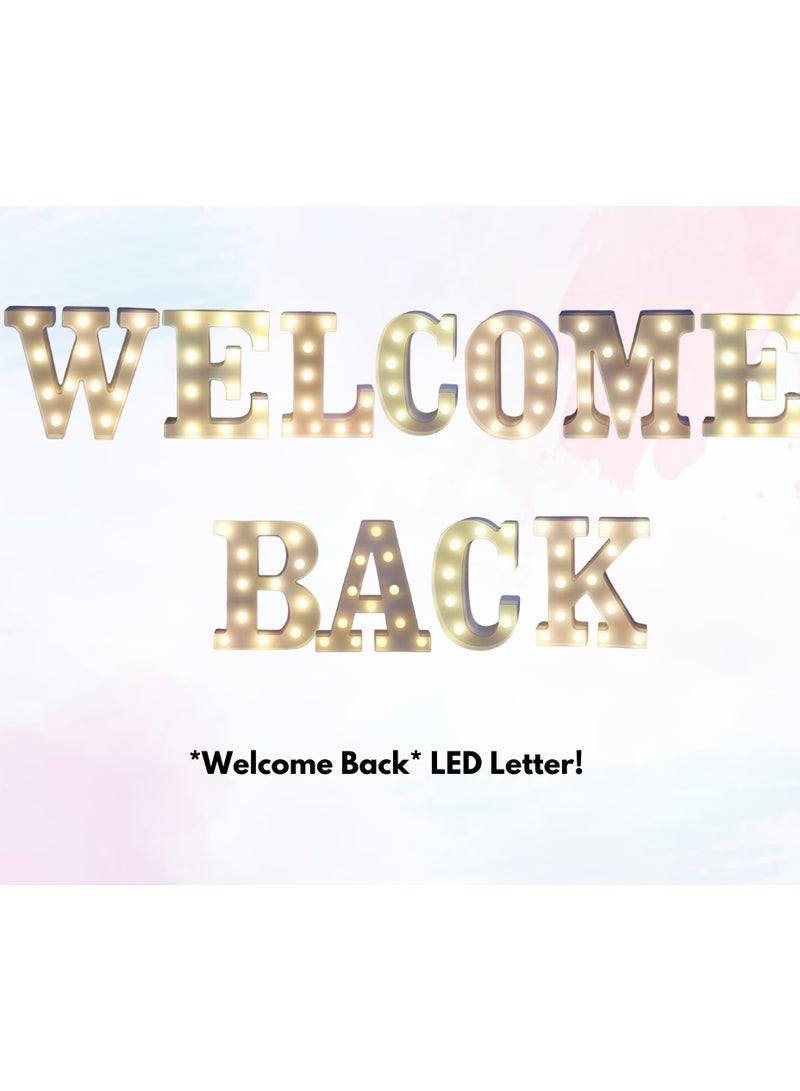 Vitacelli أضواء حروف LED بأحرف بلاستيكية مضيئة ترحيب مرة أخرى (8.54 بوصة × 7.2 بوصة × 1.7 بوصة)