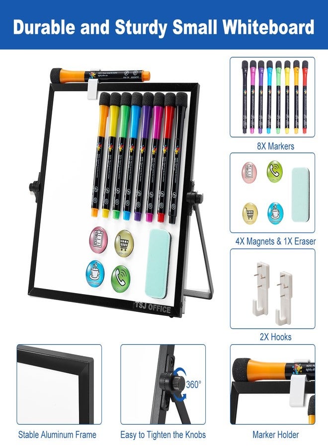 TSJ OFFICE Small Magnetic Desktop White Board - Portable Mini Easel Dry Erase Whiteboard for Students Double Side to Do List Dry Erase Board with Stand for Office, School, Home 10 x 10 inches - Image 2