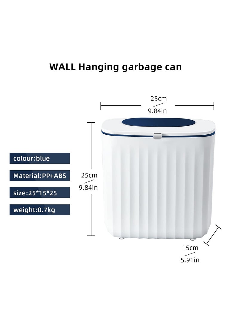 Generic - 2.1-Gallon Kitchen Compost Bin with Lid - Wall-Mounted Hanging Trash Can for Under Sink or Cabinet Door, Odorless Plastic Garbage Can, Blue Color - Image 1