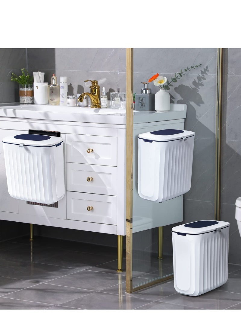 Generic - 2.1-Gallon Kitchen Compost Bin with Lid - Wall-Mounted Hanging Trash Can for Under Sink or Cabinet Door, Odorless Plastic Garbage Can, Blue Color - Image 1