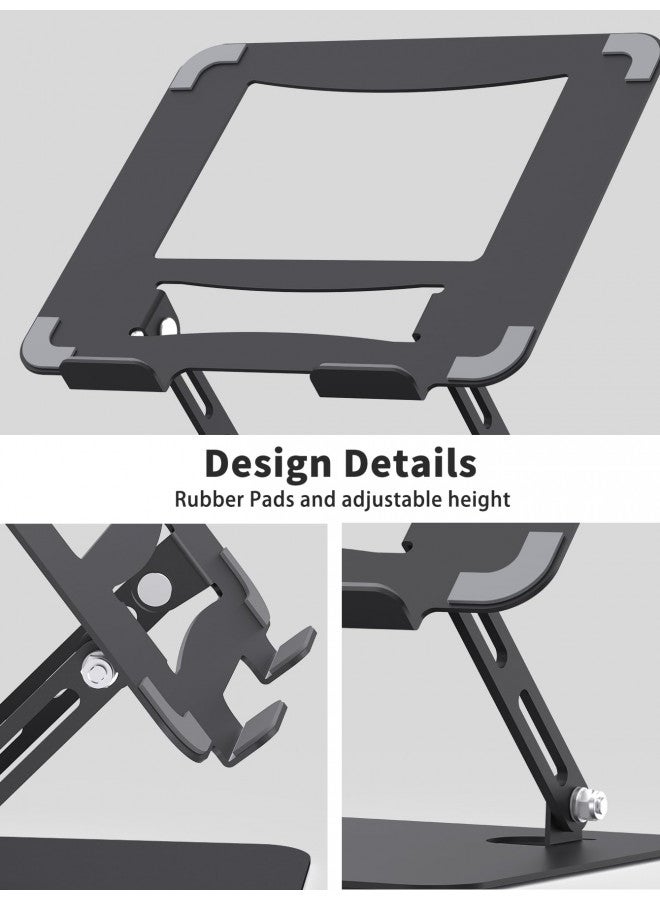 SOUNDANCE Laptop Stand for Desk with Stable Heavy Base, Adjustable Height Multi-Angle, Ergonomic Metal Riser Holder, Foldable Mount Elevator, Compatible with 10 to 15.6 Inches PC Computer, Black - Image 4