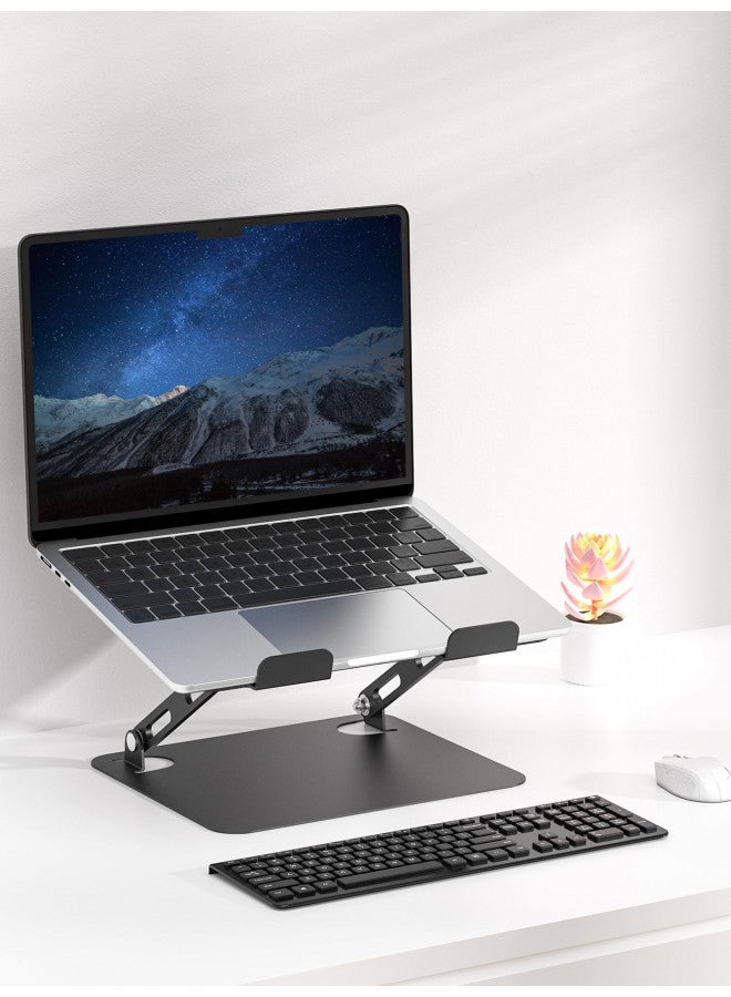 SOUNDANCE Laptop Stand for Desk with Stable Heavy Base, Adjustable Height Multi-Angle, Ergonomic Metal Riser Holder, Foldable Mount Elevator, Compatible with 10 to 15.6 Inches PC Computer, Black - Image 3