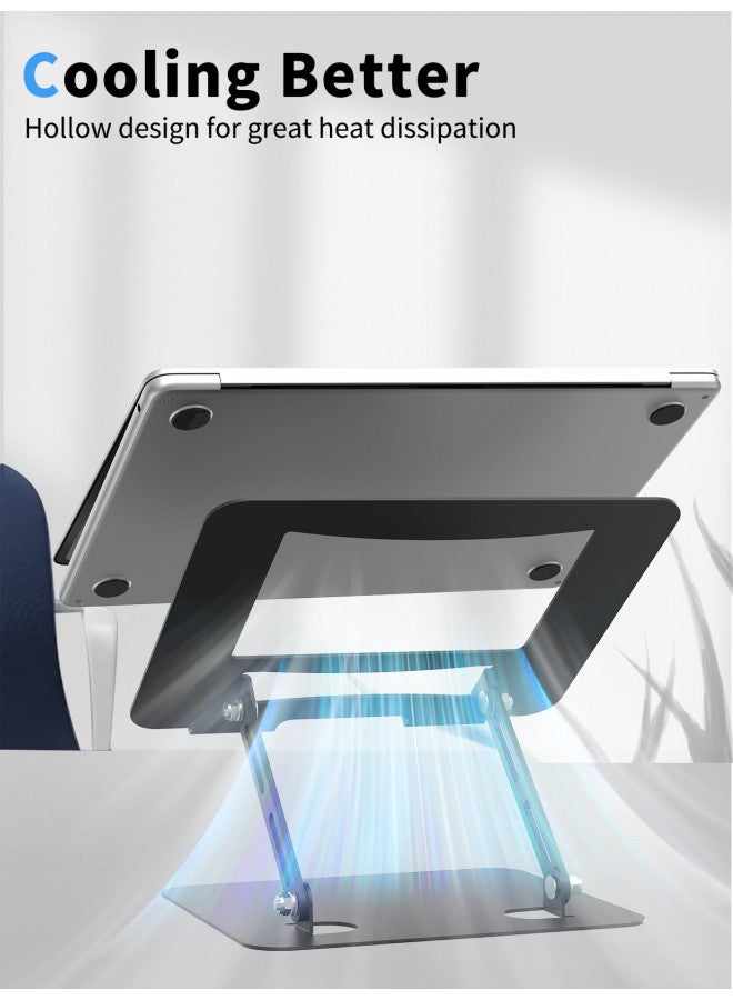 SOUNDANCE Laptop Stand for Desk with Stable Heavy Base, Adjustable Height Multi-Angle, Ergonomic Metal Riser Holder, Foldable Mount Elevator, Compatible with 10 to 15.6 Inches PC Computer, Black - Image 2