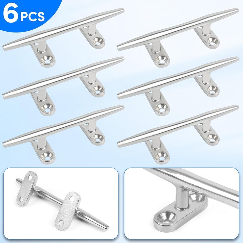VEITHI 4/5/6 inch Dock Cleats - 316 Stainless Steel Boat Cleats Boat Dock Cleats,Open Base Dock Cleat with Fasteners,Marine Cleat Rope Cleat Boat Cleat for Boat/Deck/Nautical Decor(1,2,4,6,8 Pack) - Image 5