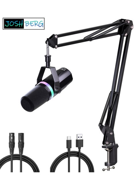 XLR/USB Dynamic Dual-Use RGB Microphone Computer Competition Microphone Mobile Phone Computer Recording