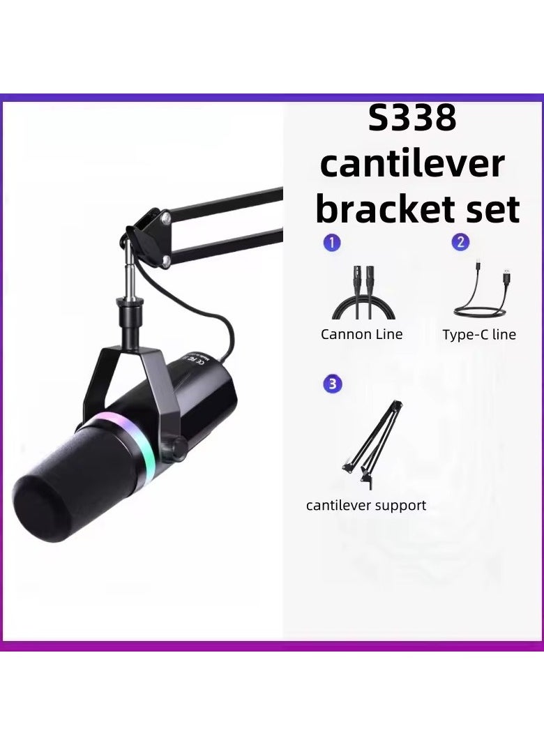 XLR/USB Dynamic Dual-Use RGB Microphone Computer Competition Microphone Mobile Phone Computer Recording