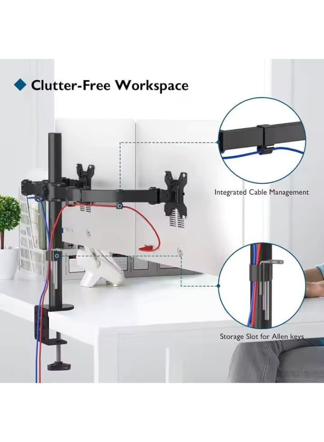 ستارجولد مزدوج رصد ذراع المكتب الكامل لحركة الحركة لشاشات 17-32 بوصة-جناح شاشة قابلة للتعديل بالكامل-VESA 75x75/100x100 متوافق - Image 3